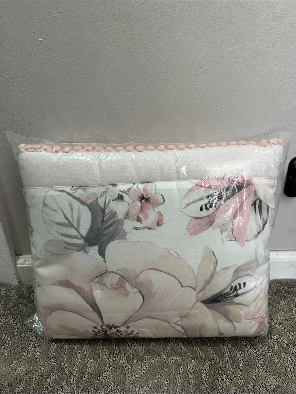Pink Floral Quilted Throw Blanket - Soft Blush Flower Print